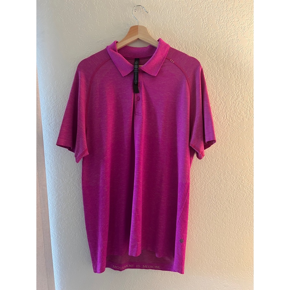 Lululemon Short Sleeve Polo Shirt Pink XL